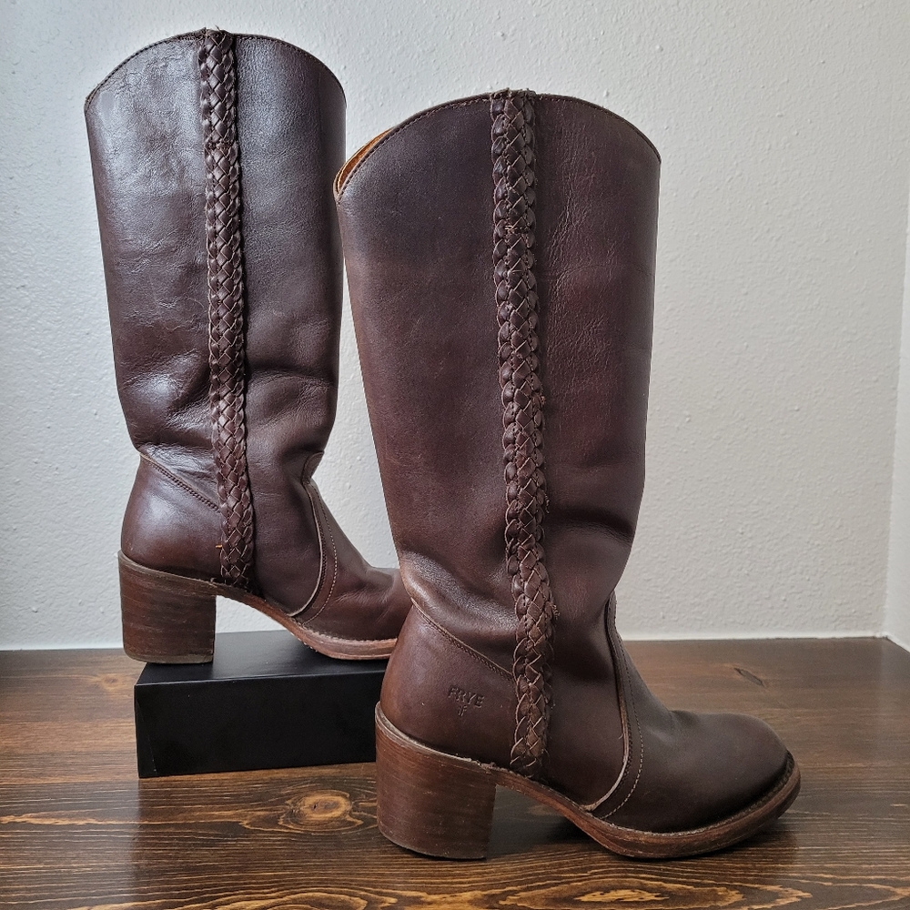 Vintage 70's FRYE tall braided campus riding boots